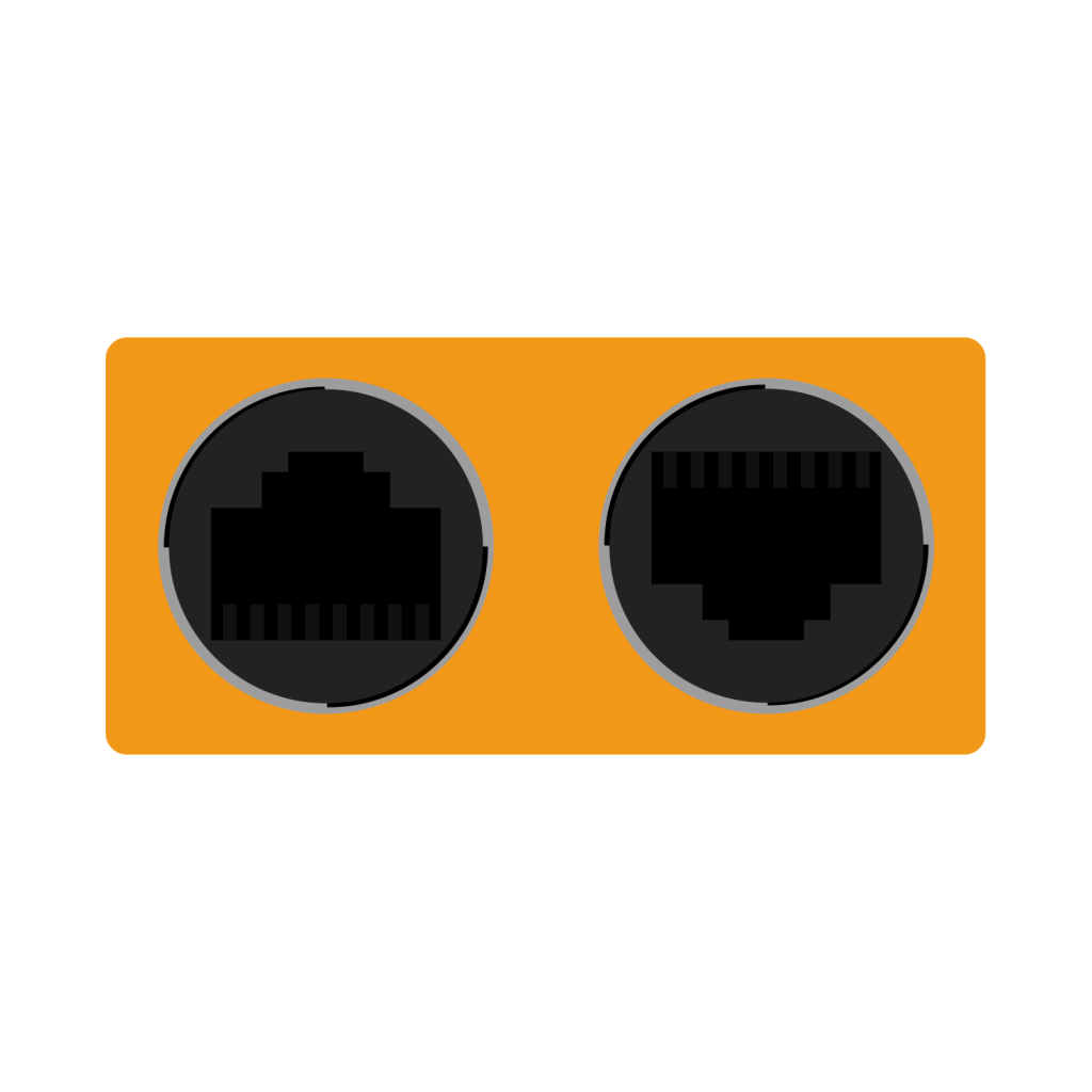 Orange Female WP RJ45 9p8c to Dual Male RJ12 6p6c Data Adapter