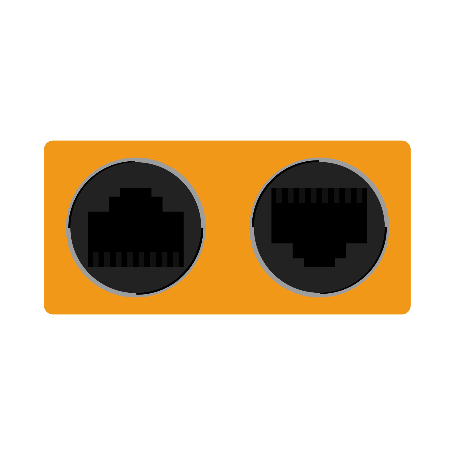 Orange Female WP RJ45 9p8c to Dual Male RJ12 6p6c Data Adapter - Image 2
