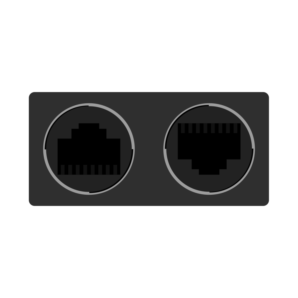 Black Male RJ12 6p6c to Female WP RJ45 8p8c Data Adapter