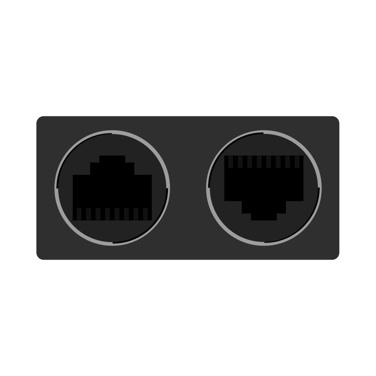 Black Male RJ12 6p6c to Female WP RJ45 8p8c Data Adapter - Image 2