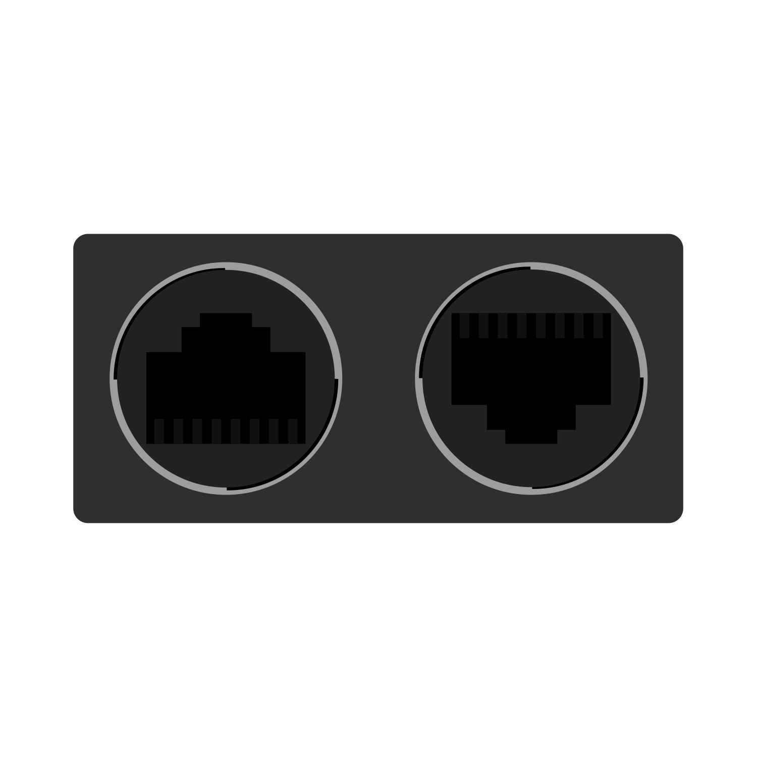 Black Male RJ12 6p6c to Female WP RJ45 8p8c Data Adapter - Image 2