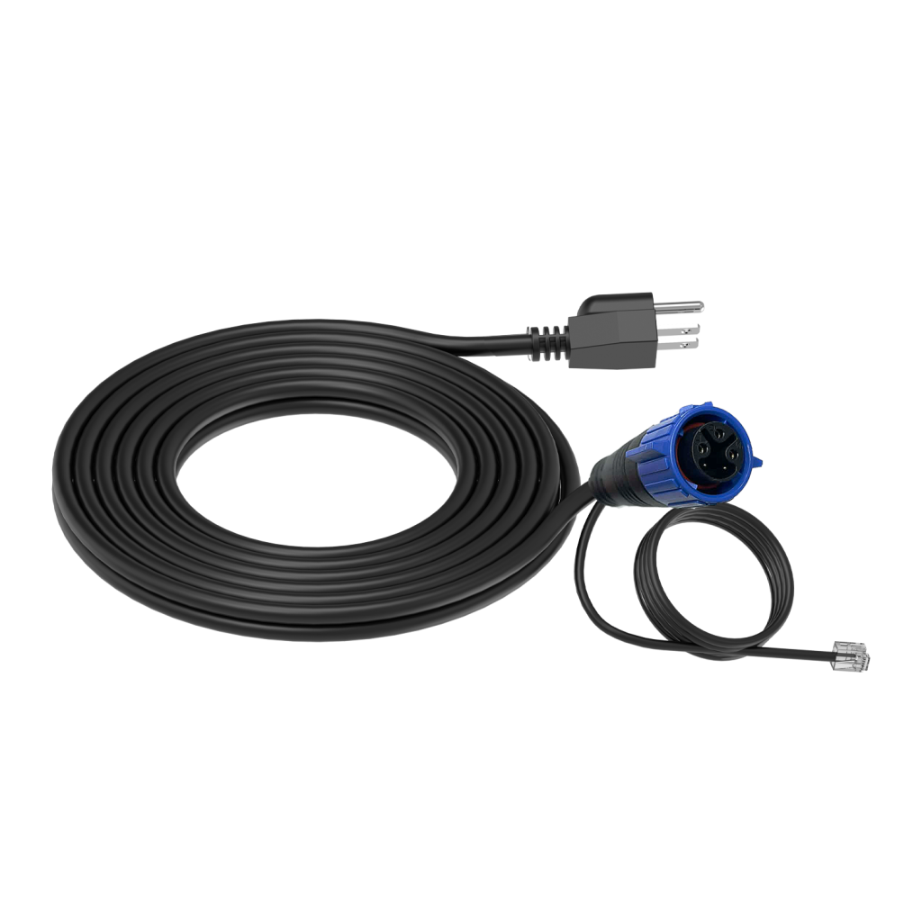 Under Canopy Light Power Cord 240V (NEMA 6-15P - double flat + ground) with attached Data Cable