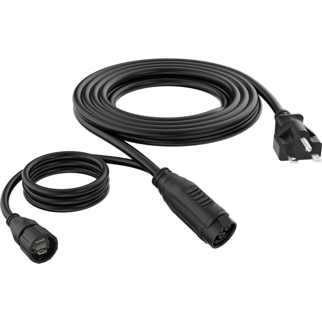 Under Canopy Light Power Cord 240V (NEMA 6-15P - double flat + ground) with attached Data Cable