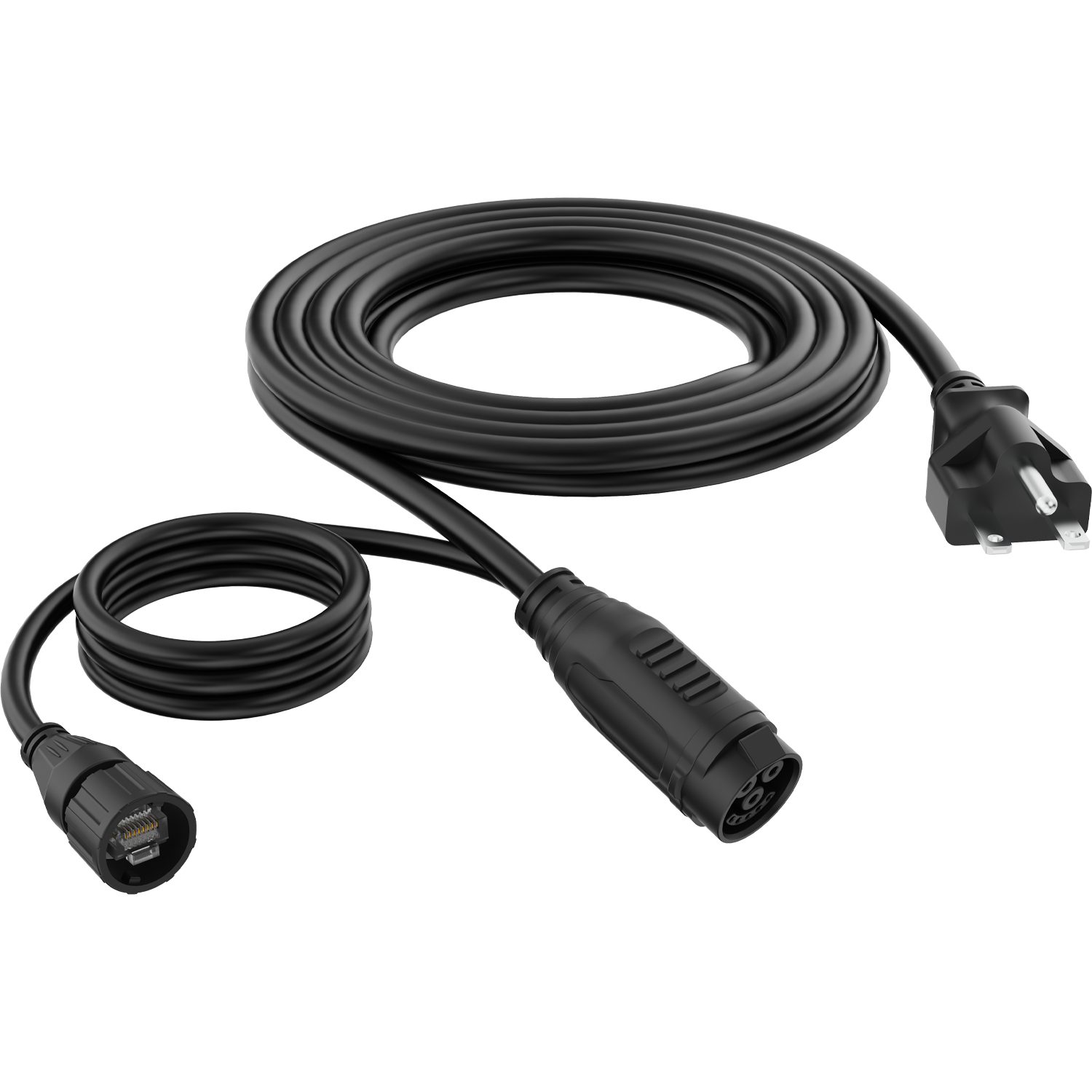 Under Canopy Light Power Cord 240V (NEMA 6-15P - double flat + ground) with attached Data Cable - Image 1